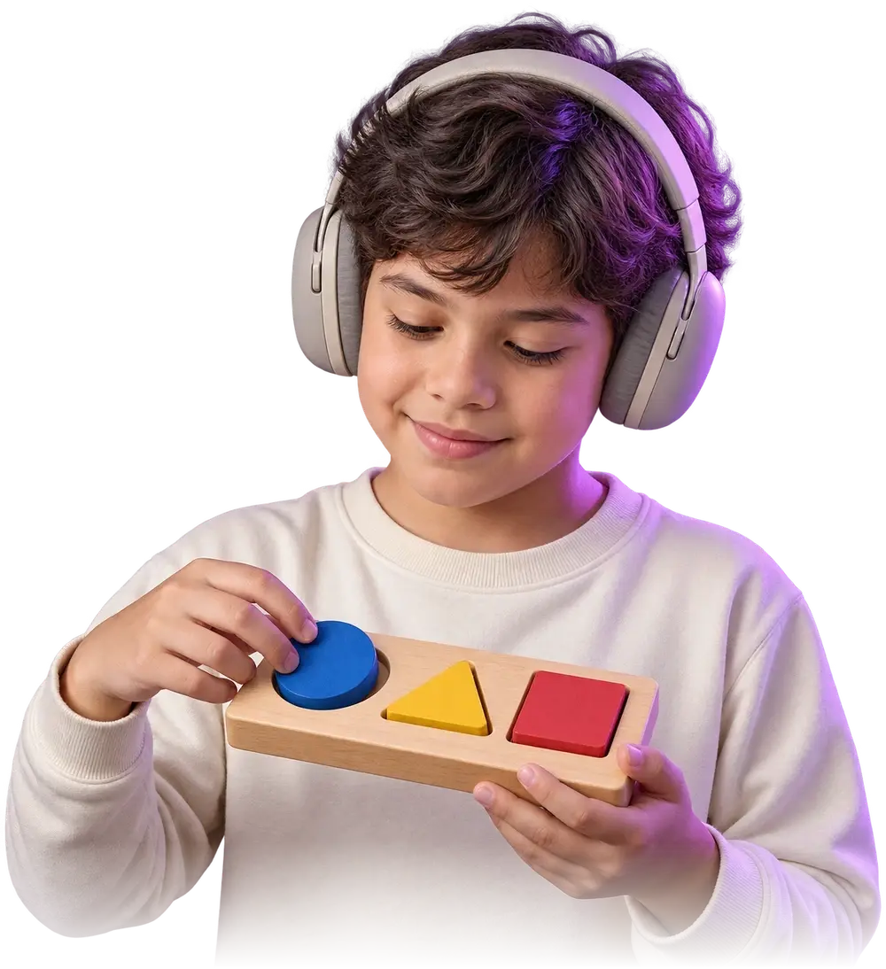 Cena ilustrativa gerada por IA representando o acompanhamento de transtorno do espectro autista.